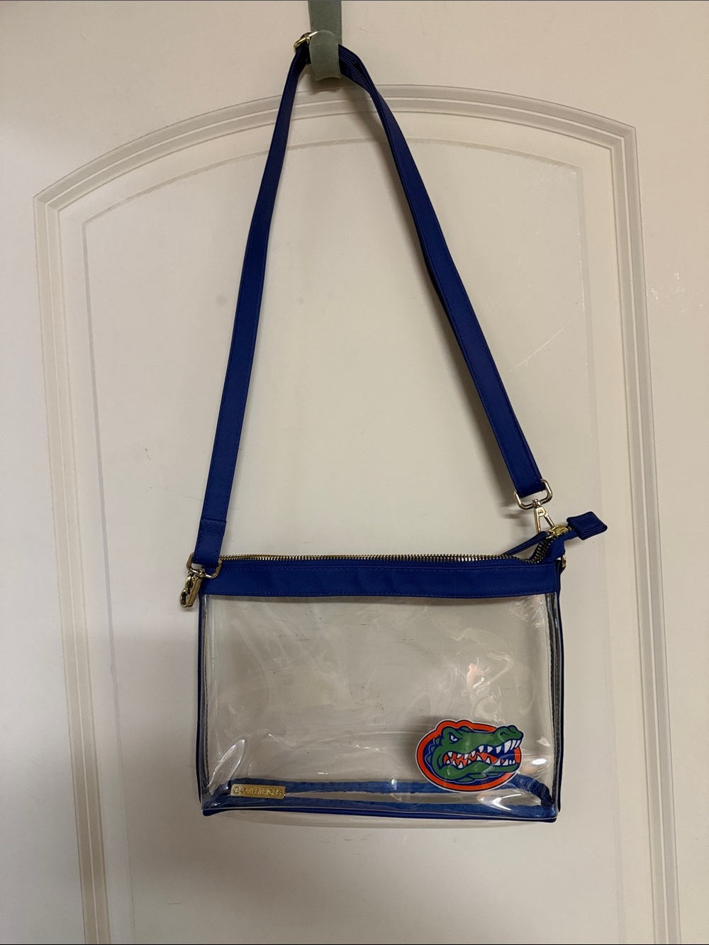 Clear Crossbody Bag with Royal Blue Trim and Gator Logo